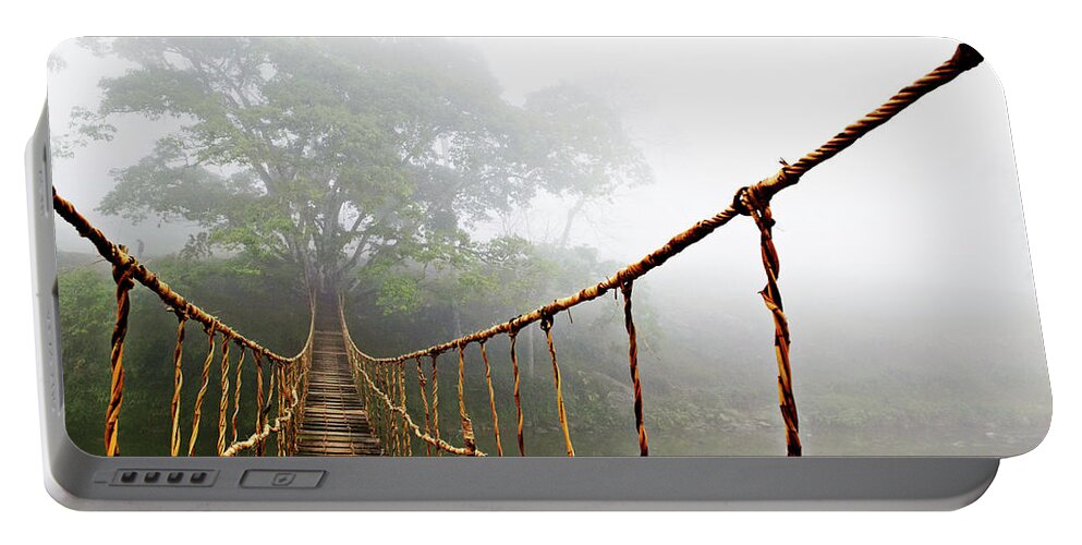 #faatoppicks Portable Battery Charger featuring the photograph Long Rope Bridge by Skip Nall