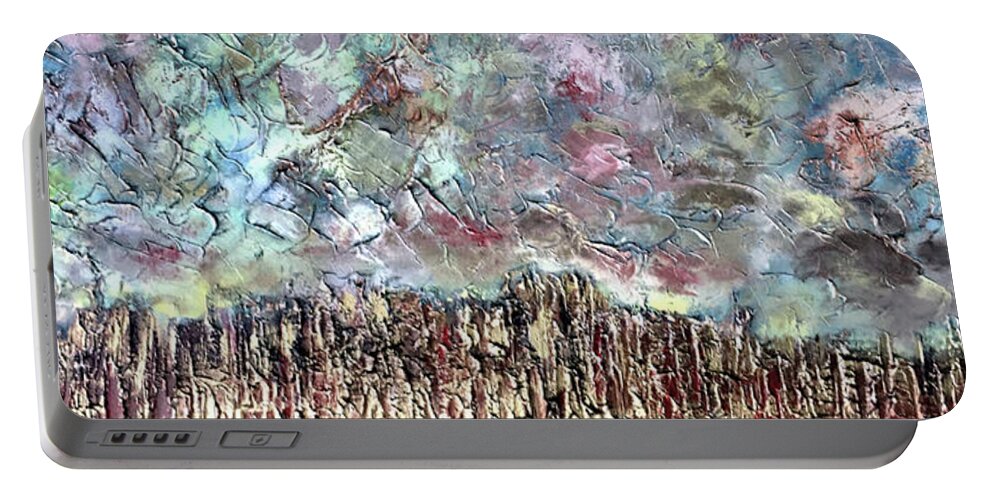 Landsape Portable Battery Charger featuring the painting Long View by Dennis Ellman