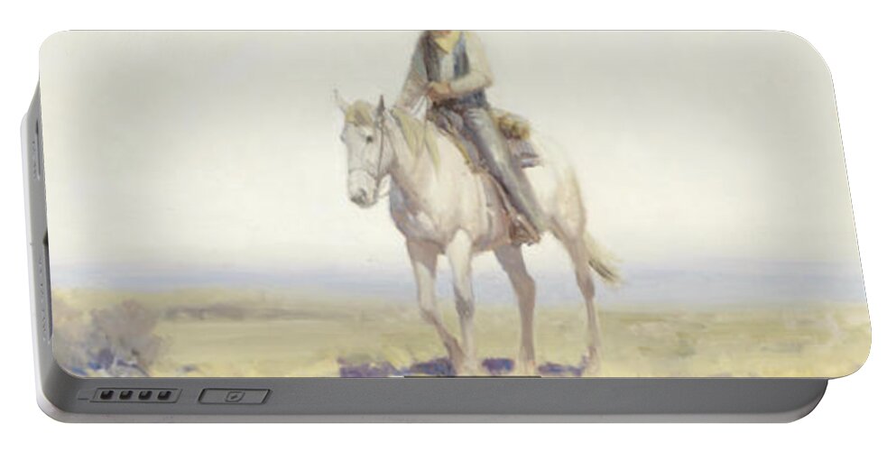 Robert Pummill (american Portable Battery Charger featuring the painting Lookin for strays by Robert Pummill