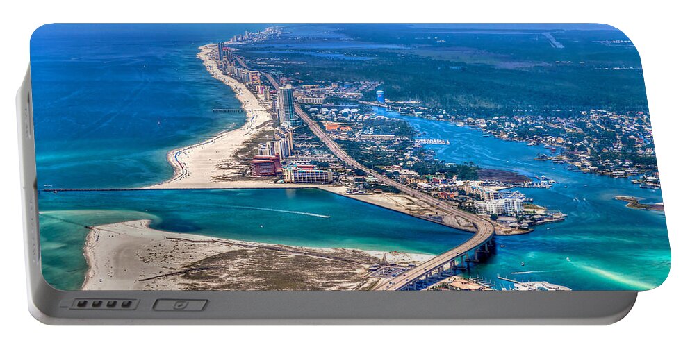 Gulf Shores Portable Battery Charger featuring the photograph Looking West Across Perdio Pass by Gulf Coast Aerials -