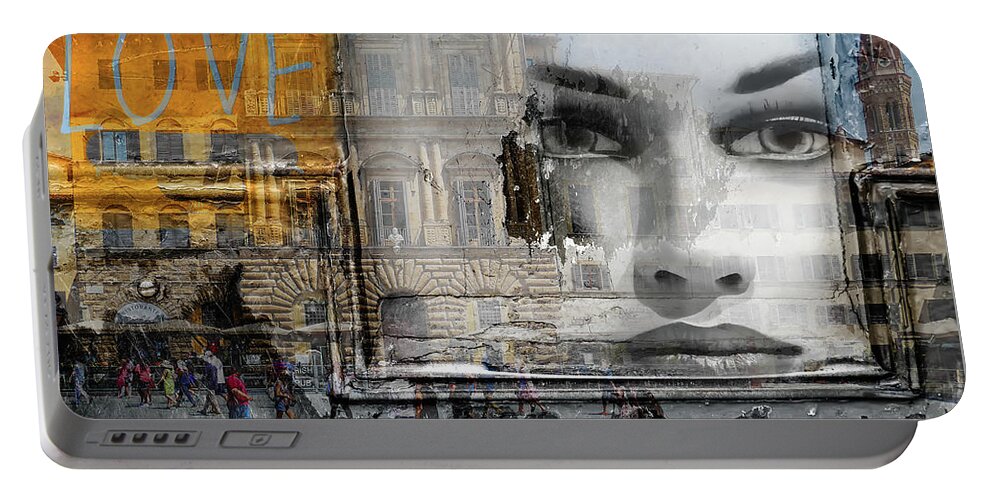 Woman Portable Battery Charger featuring the photograph Looking at the street life of Florence by Gabi Hampe