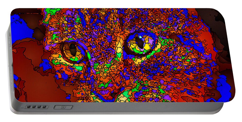 Cat Portable Battery Charger featuring the digital art Looking for an Owner. Pet Series by Rafael Salazar