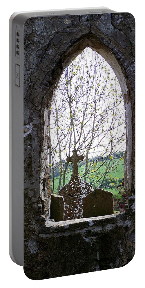 Ireland Portable Battery Charger featuring the photograph Looking Out Fuerty Church Roscommon Ireland by Teresa Mucha