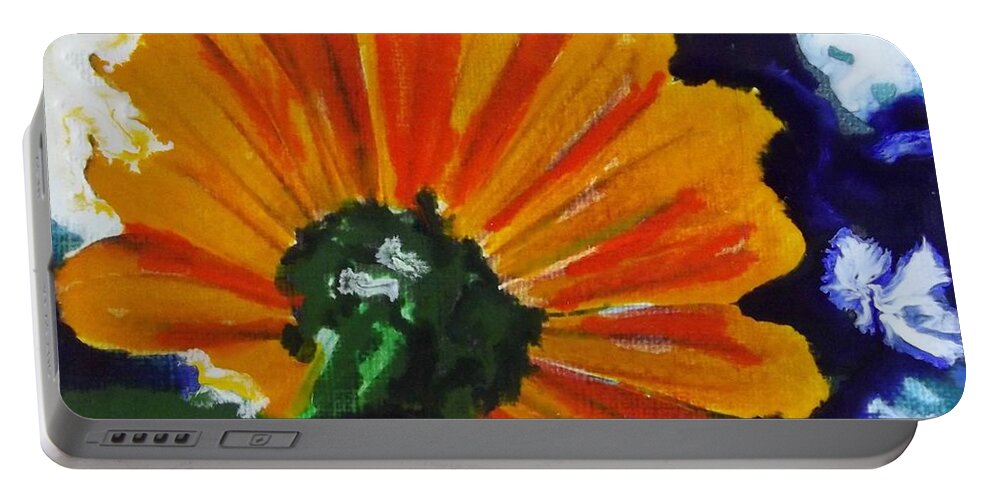 Floral Portable Battery Charger featuring the painting Liquid Sky by Cara Frafjord