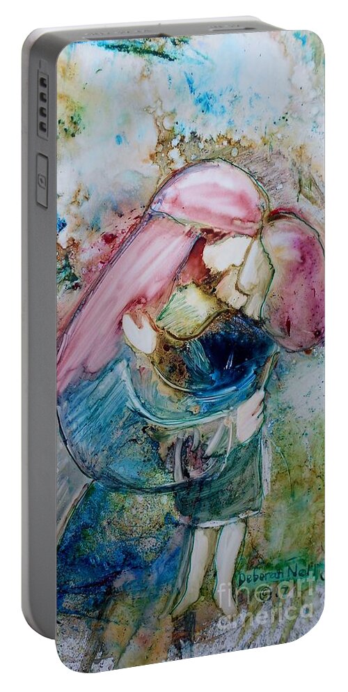 Jesus And Girl Portable Battery Charger featuring the painting Lord I Need You by Deborah Nell