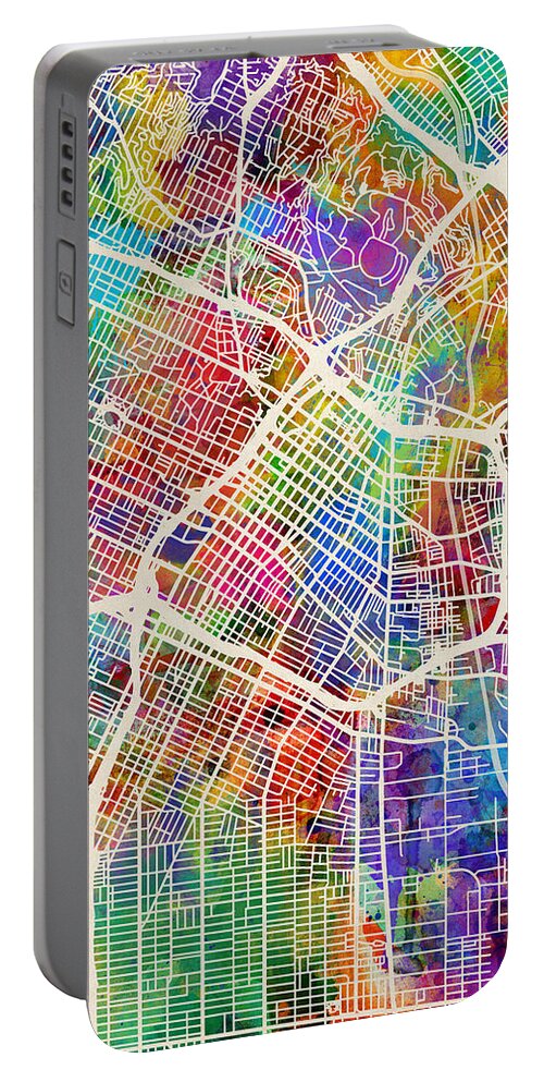 Los Angeles Portable Battery Charger featuring the digital art Los Angeles City Street Map by Michael Tompsett