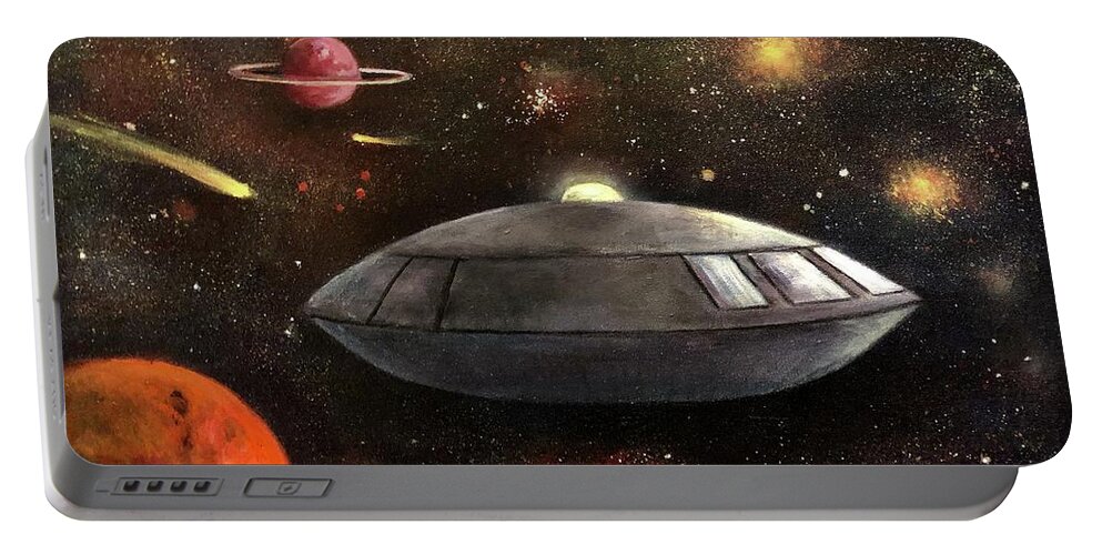 Space Portable Battery Charger featuring the painting Lost in Space by Rand Burns