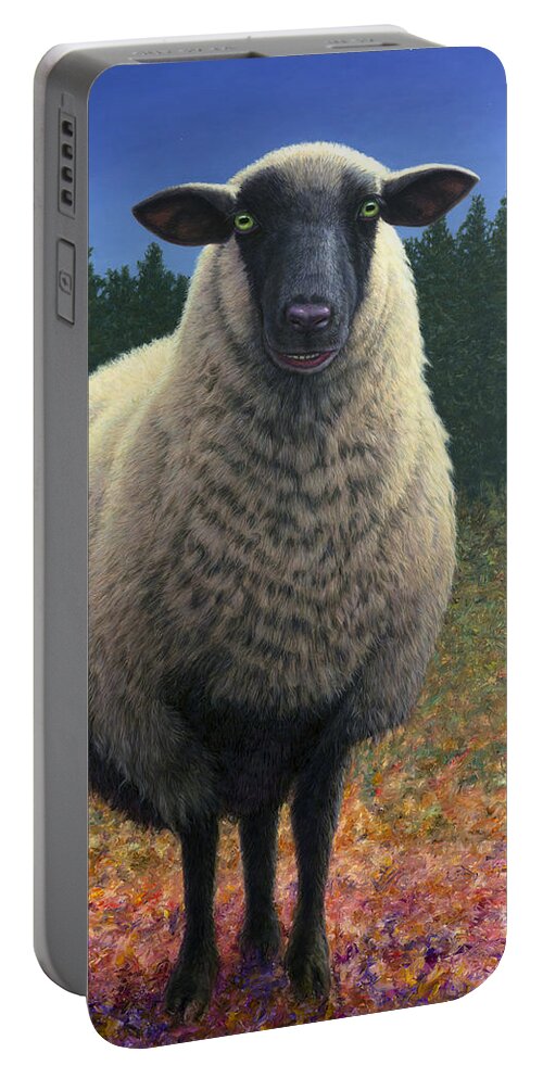 Sheep Portable Battery Charger featuring the painting Lost Sheep by James W Johnson