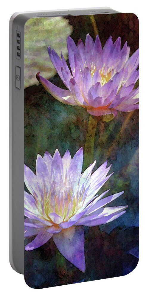 Impressionist Portable Battery Charger featuring the photograph Lotus Reflections 2980 IDP_2 by Steven Ward