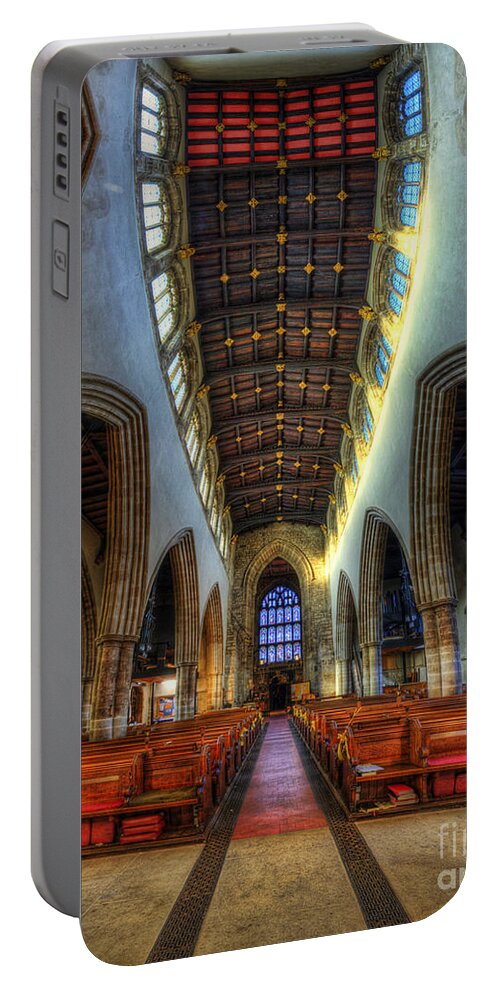 Yhun Suarez Portable Battery Charger featuring the photograph Loughborough Church - Nave Vertorama by Yhun Suarez