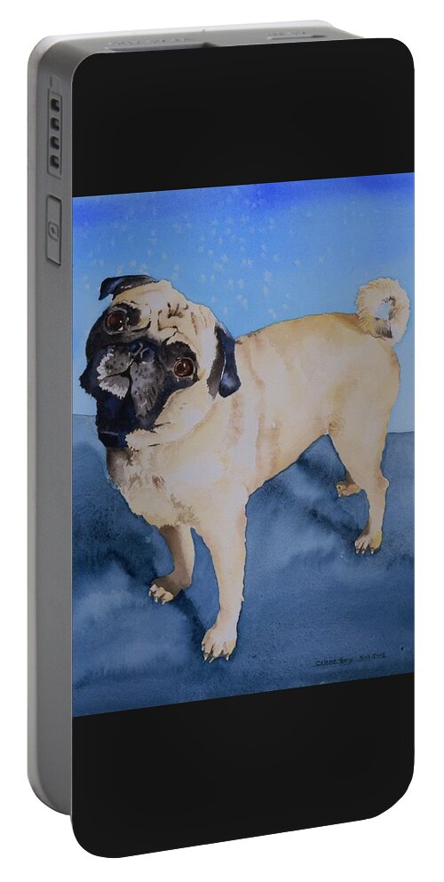 Dog Portable Battery Charger featuring the painting Louie by Celene Terry