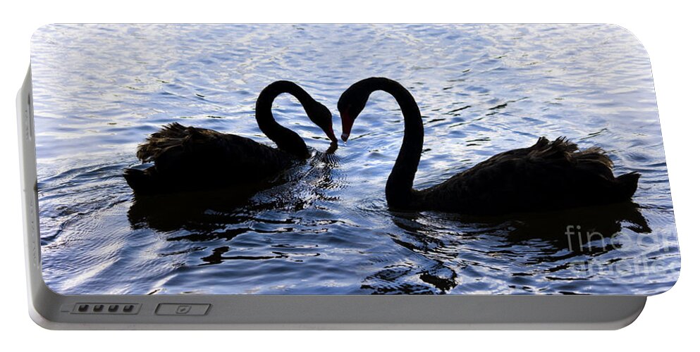 Swan Portable Battery Charger featuring the photograph Love Birds On Swan Lake by Jorgo Photography
