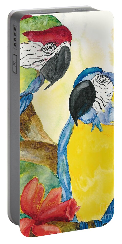 Birds Portable Battery Charger featuring the painting Love Birds by Vicki Housel