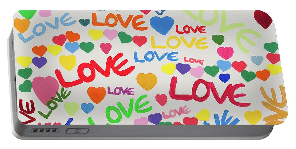 Love Portable Battery Charger featuring the drawing Love Story by Hagit Dayan