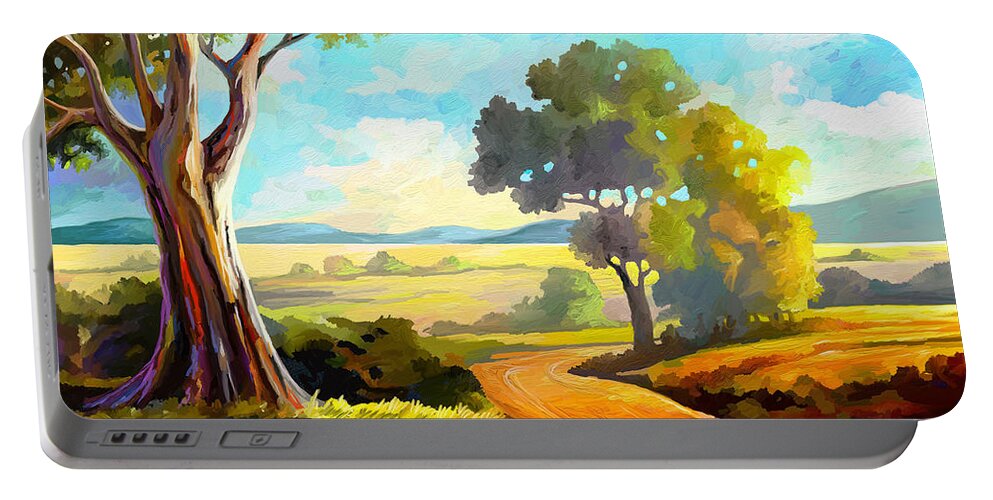 Warm Day Portable Battery Charger featuring the painting Lovely Day by Anthony Mwangi
