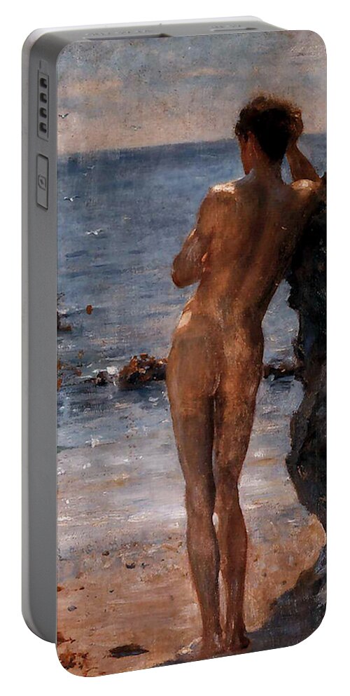 Lover Portable Battery Charger featuring the painting Lover of the Sun by Henry Scott Tuke