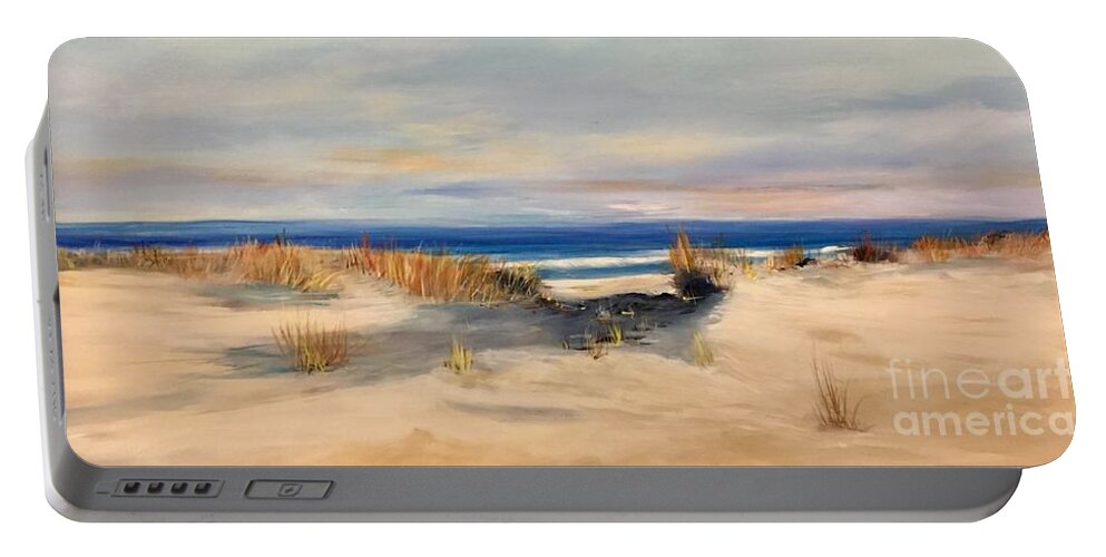 Sand Portable Battery Charger featuring the painting Lover's Key by Janet Visser