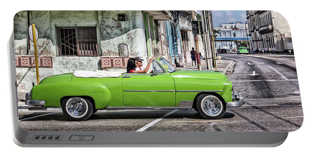 Chevy Portable Battery Charger featuring the photograph Lovin' Lime Green Chevy by Gigi Ebert