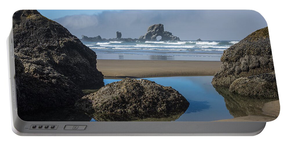 Beaches Portable Battery Charger featuring the photograph Low Tide at Ecola by Robert Potts
