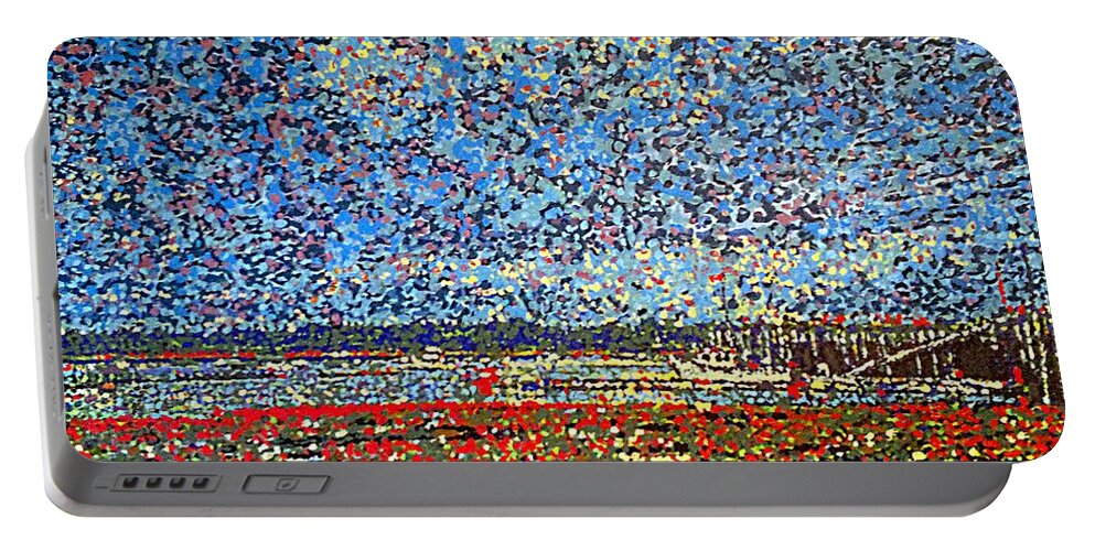 Sea Portable Battery Charger featuring the painting Low Tide - St. Andrews Wharf by Michael Graham