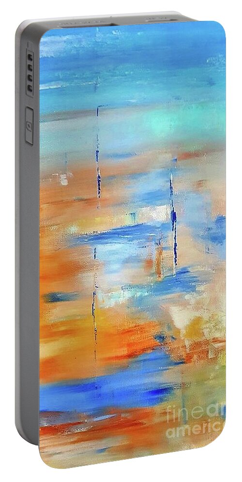 Low Tide Portable Battery Charger featuring the painting Low Tide by Tracey Lee Cassin