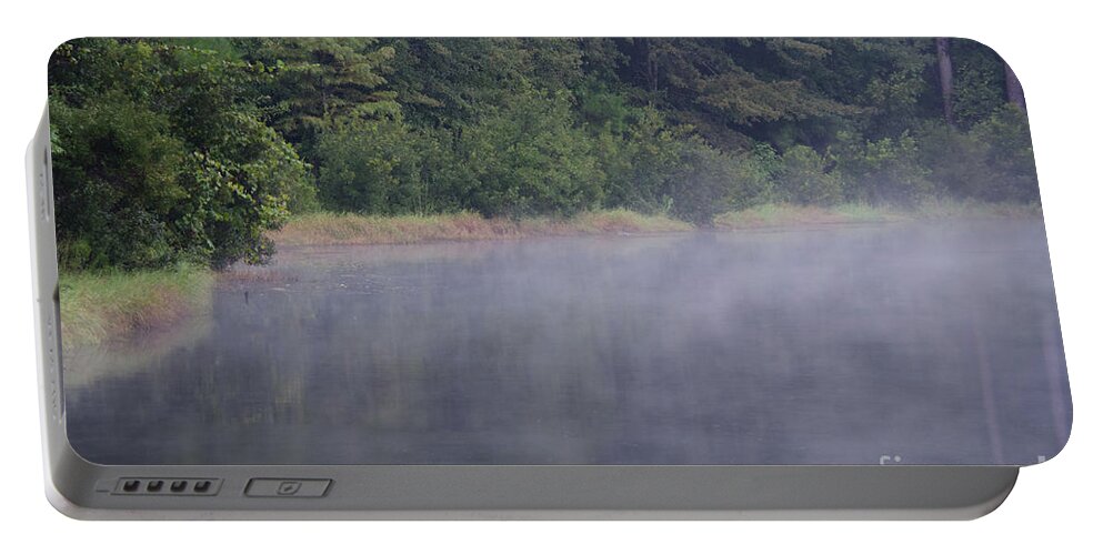 Fog Portable Battery Charger featuring the photograph Lowcountry Morning Lake Fog by Dale Powell