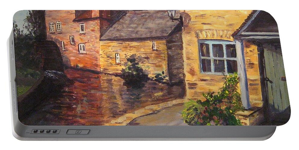 Acrylic Portable Battery Charger featuring the painting Lower Slaughter Mill by Brent Arlitt