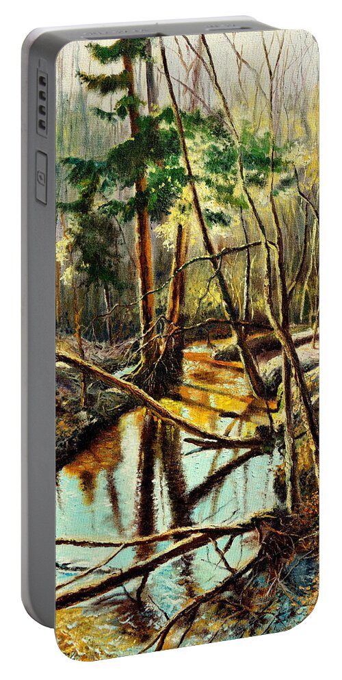 Henryk Portable Battery Charger featuring the painting Lubianka-1- River by Henryk Gorecki