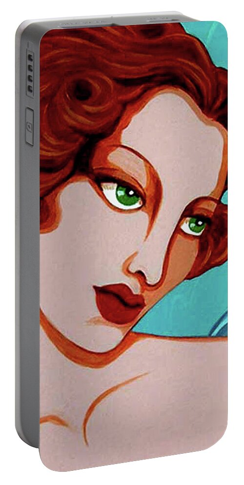 Redhead Portable Battery Charger featuring the painting Lucia by Tara Hutton
