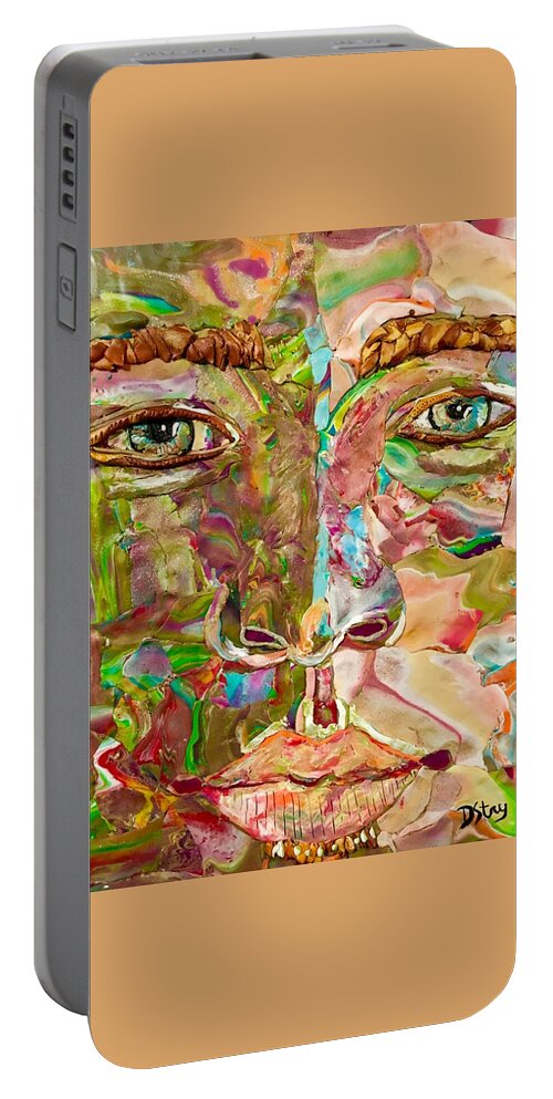 Portrait Portable Battery Charger featuring the mixed media Lukas by Deborah Stanley