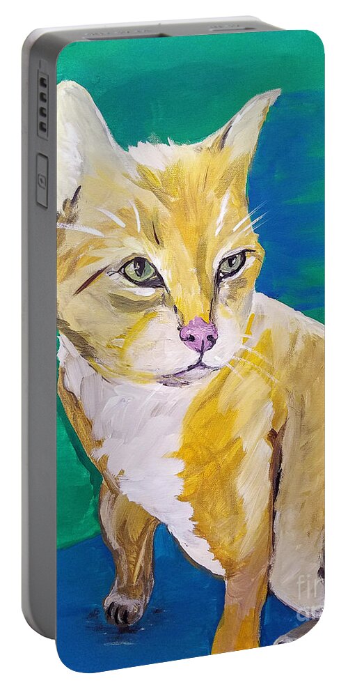 Pet Portrait Portable Battery Charger featuring the painting Lulu Date With Paint Nov 20th by Ania M Milo
