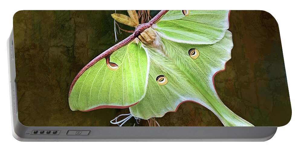 Luna Moth Portable Battery Charger featuring the digital art Luna Moth by Thanh Thuy Nguyen