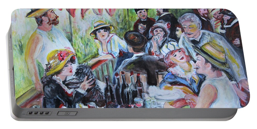 Renoir Portable Battery Charger featuring the painting Luncheon of the Boating Party by Denice Palanuk Wilson