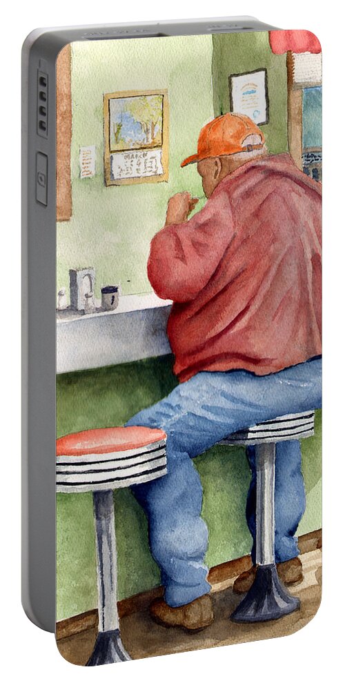 Lunch Portable Battery Charger featuring the painting Lunchtime by Sam Sidders