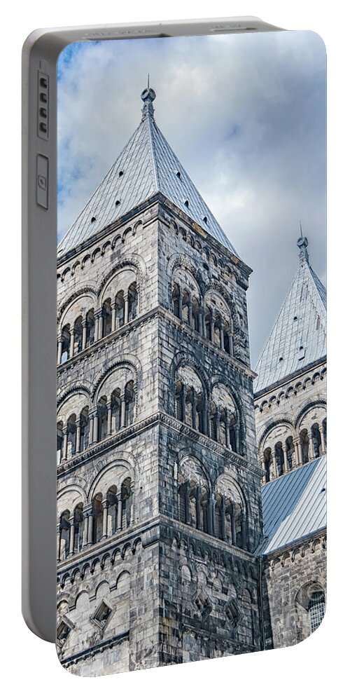 Lund Portable Battery Charger featuring the photograph Lund Cathedral in Sweden by Antony McAulay