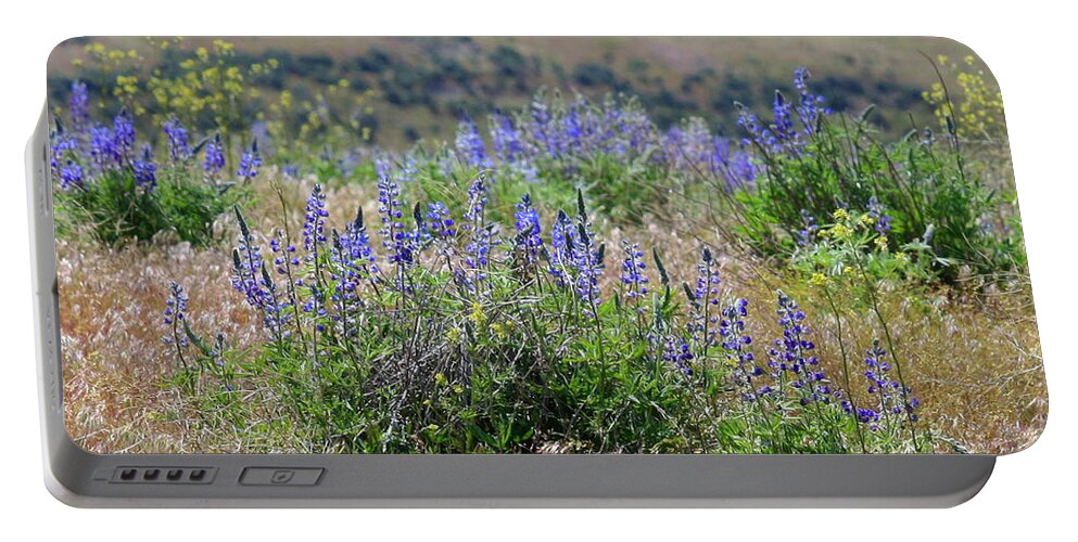 Lupines Portable Battery Charger featuring the photograph Lupines on the Hill by Carol Groenen
