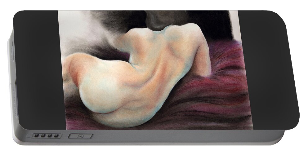 Nude Portable Battery Charger featuring the pastel Lush by Scott Kirkman