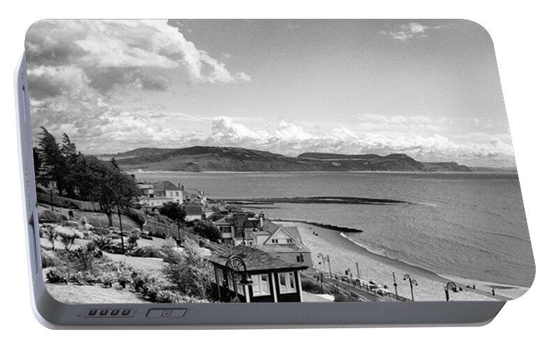 Blackandwhitephotography Portable Battery Charger featuring the photograph Lyme Regis And Lyme Bay, Dorset by John Edwards