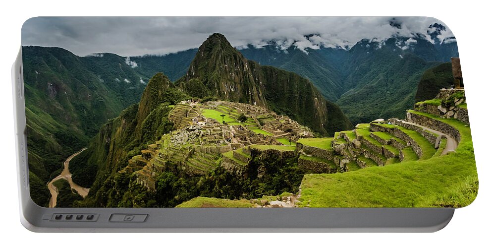 Peru Portable Battery Charger featuring the photograph Machu Picchu #1 by John Roach