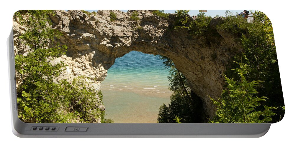 Arch Portable Battery Charger featuring the photograph Mackinac Island Arch by Larry Carr
