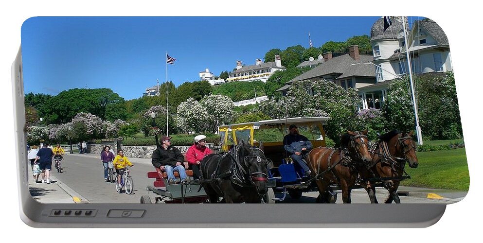 Mackinac Island Portable Battery Charger featuring the photograph Mackinac Island at Lilac Time by Keith Stokes