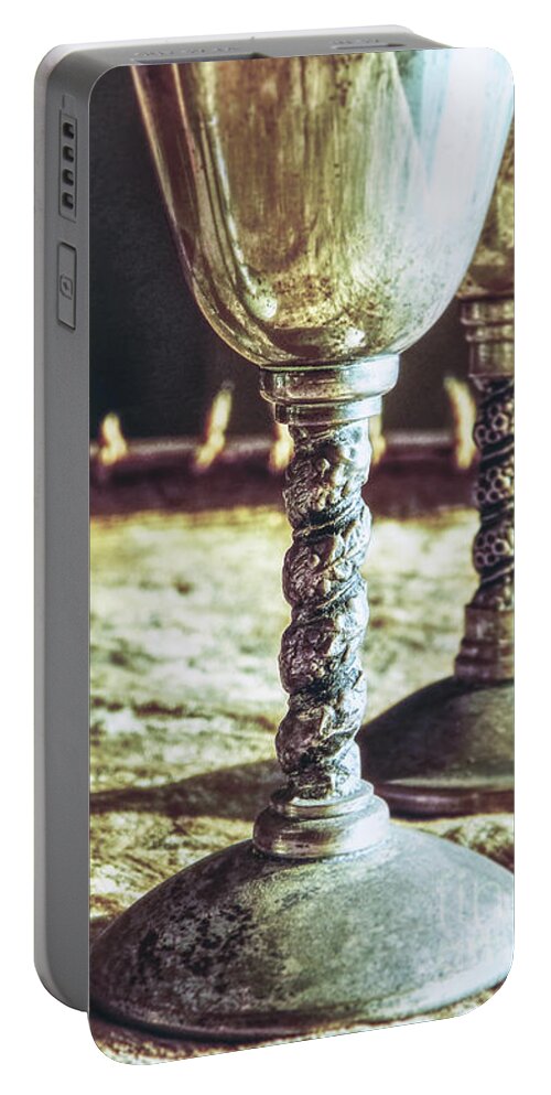 Macro Portable Battery Charger featuring the photograph Macro Goblets Still Life by Phil Perkins