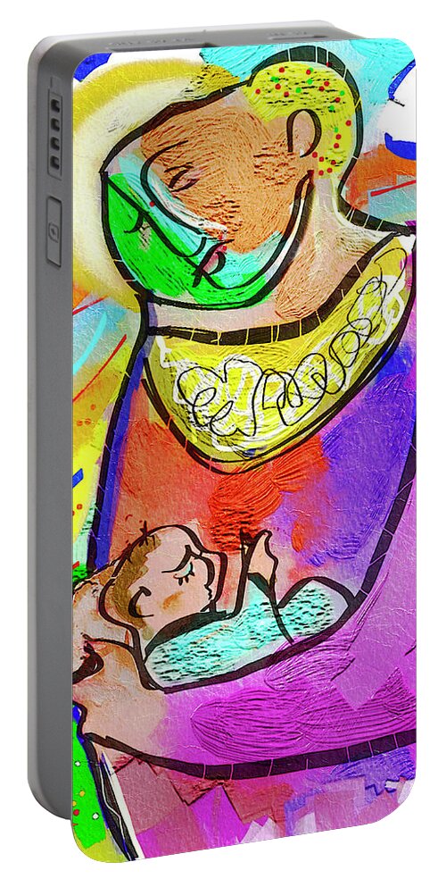 Painting Portable Battery Charger featuring the digital art Madonna And Child by Ted Azriel