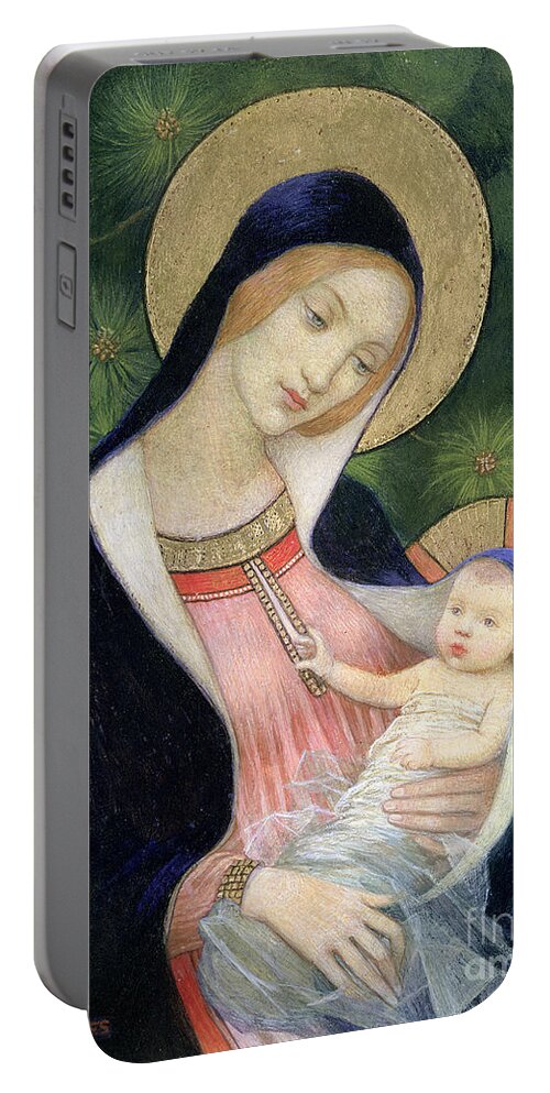 Madonna Of The Fir Tree Portable Battery Charger featuring the painting Madonna of the Fir Tree by Marianne Stokes