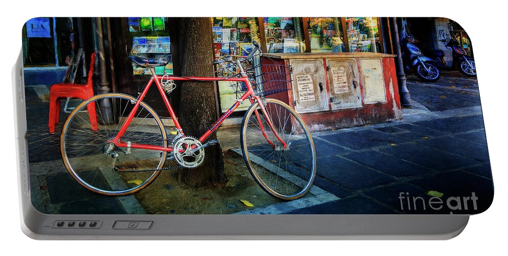Bicycle Portable Battery Charger featuring the photograph Magazine Stand Bicycle by Craig J Satterlee