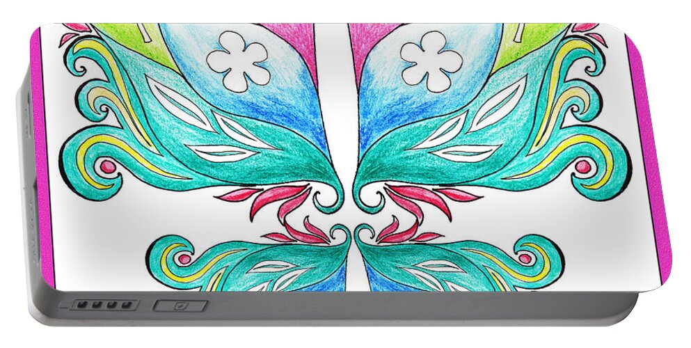 Butterfly Portable Battery Charger featuring the painting Magic Floral Butterfly Baby Pink by Irina Sztukowski
