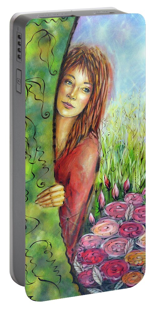 Original Portable Battery Charger featuring the painting Magic Garden 021108 #3 by Selena Boron