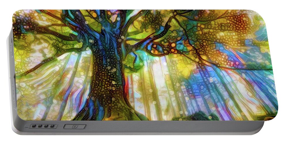 Magical Tree Portable Battery Charger featuring the mixed media Magical tree by Lilia D