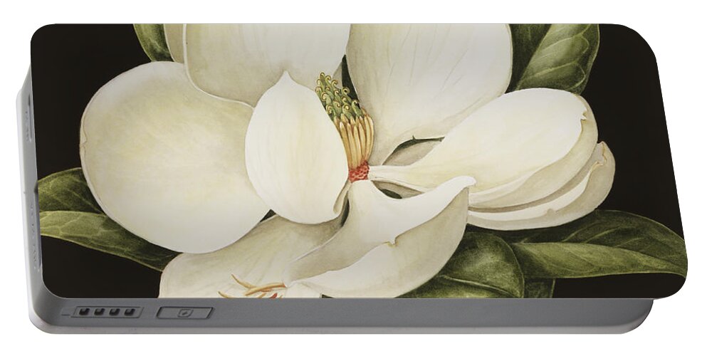 Still-life Portable Battery Charger featuring the painting Magnolia Grandiflora by Jenny Barron