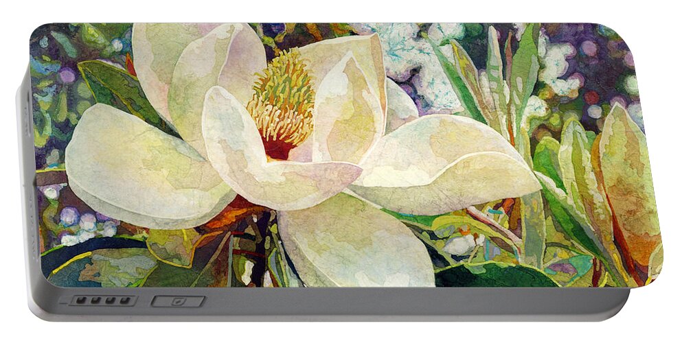 Magnolia Portable Battery Charger featuring the painting Magnolia Melody by Hailey E Herrera